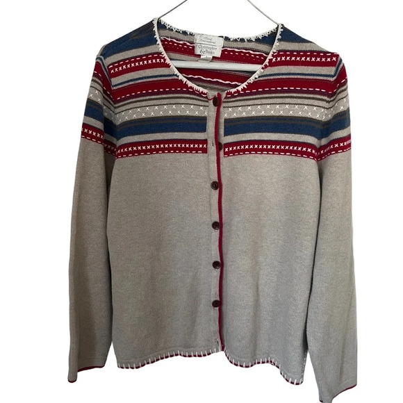 Hand Embroidered Striped Cardigan L - Picture 1 of 4